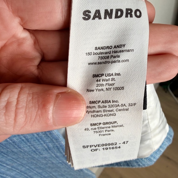 SANDRO Paris Blue Tweed Double Breasted Blazer Size 36 US 4/Small - Picture 12 of 16